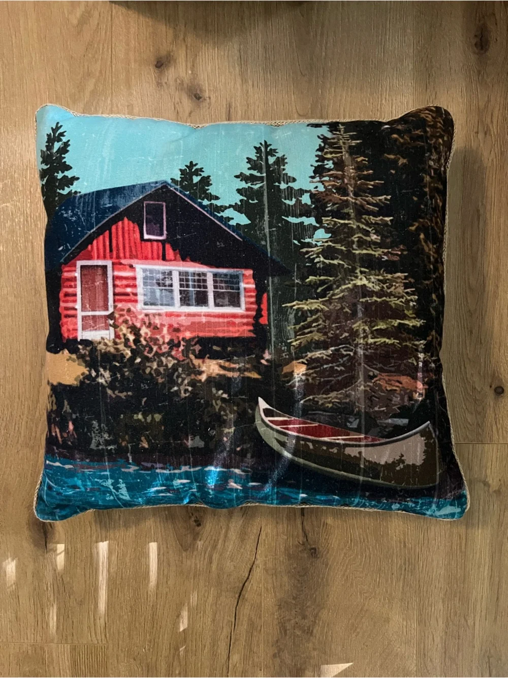 Scenic Red Cabin Decorative Throw Pillow - Home Accents